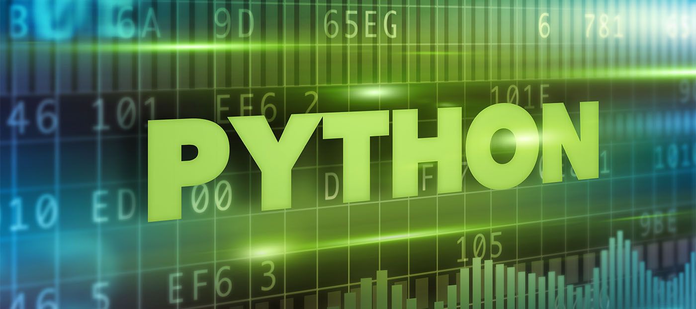 em destaque se encontra a palavra "python" com gráficos e códigos de fundo